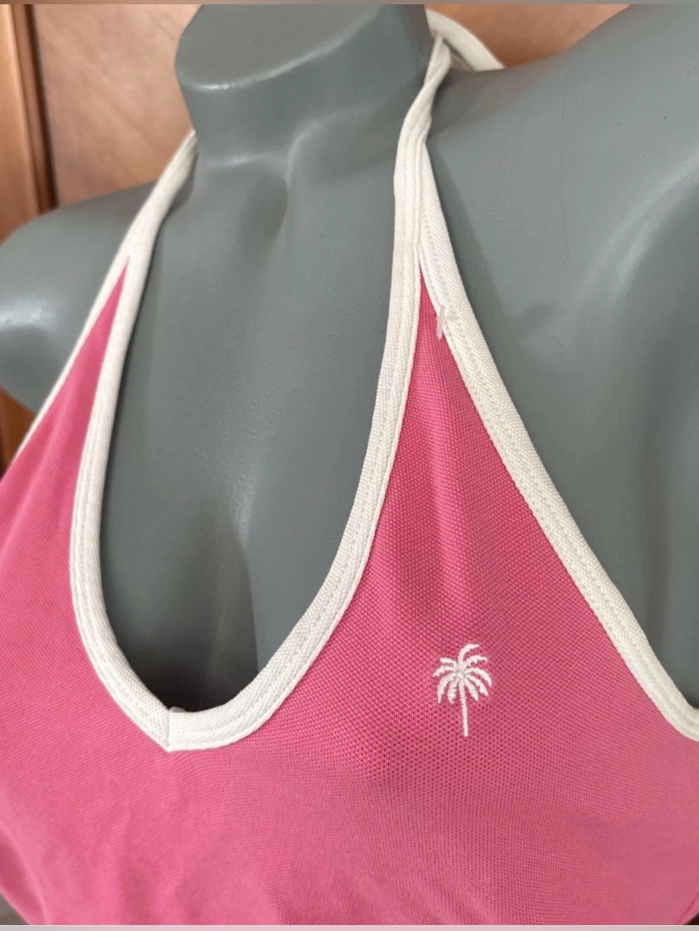 vtg Lilly Pulitzer Pink Embroidered Open Back Tie Top Size M Coastal Palm Beach